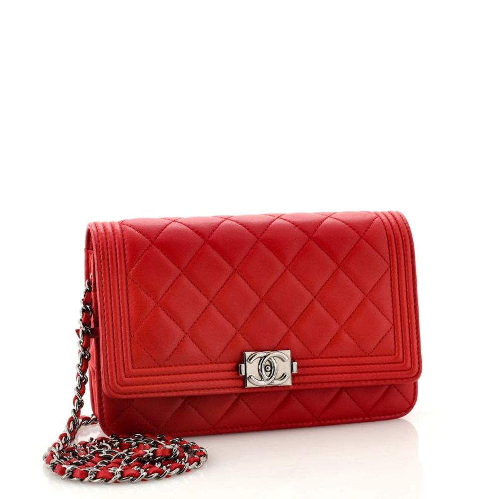 Chanel Boy Wallet on Chain Quilted Lambskin Red - Picture 3 of 7